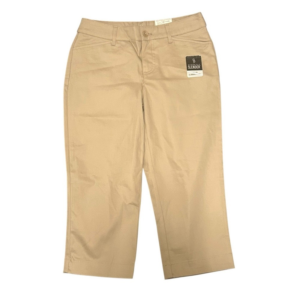 St Johns Bay Capri Pants Beige Mid-Rise Secretly Slender Slimming NWT Size 4